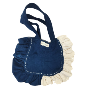 Ruffled Upcycled Denim HandBag by The Second Wardrobe